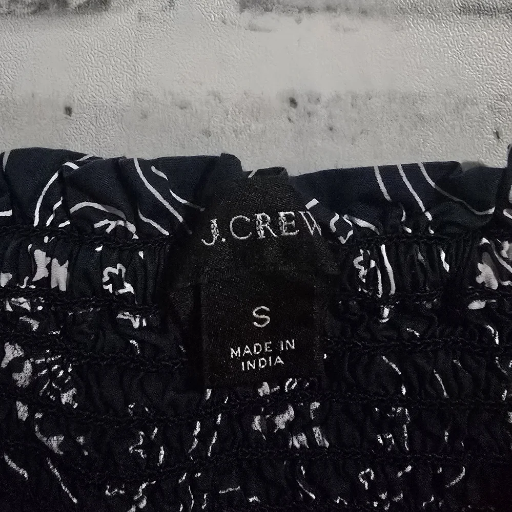 J. Crew Short Sleeve Smocked‎ Dress Navy Starry Swirl Size S